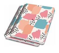 SIGEL JN610 Lote de 2 Cuadernos de notas espirales básica, 16,2 x 21,5 cm, punteado, tapa dura, motivo pinceladas, pastel/naranja/rosa/verde - Jolie