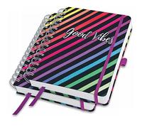 SIGEL JN651 Lote de 2 Cuadernos de notas espiral premium, 16,8 x 21,5 cm, en blanco, tapa dura, motivo arco iris, negro - Jolie