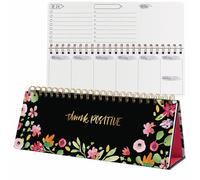 SIGEL JP100 Jolie Agenda sobremesa semanal sin fecha - Flower Love - 100 g/m² - 30 x 11,4 cm - hardcover - 124 páginas - negro, verde, rosa