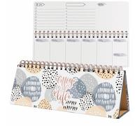 SIGEL JP101 Jolie Agenda sobremesa semanal sin fecha - Apricot Inspiration - 100 g/m² - 30 x 11,4 cm - hardcover - 124 páginas - blanco, albaricoque, gris