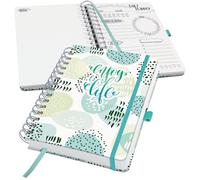 SIGEL JP201 Jolie Agenda sobremesa diaria sin fecha - Mint Inspiration - 120 g/m² - 16,8 x 21,5 cm - hardcover - 240 páginas - blanco, mint, gris