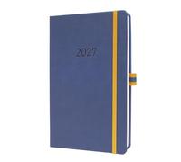 SIGEL L2702 Agenda semanal 2027, en inglés, A5, azul/amarillo, disposición vertical | calendario, planificador, agenda semanal, organizador | certificación FSC - Linescape