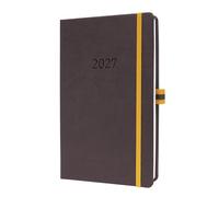 SIGEL L2703 Agenda semanal 2027, en inglés, A5, gris oscuro/amarillo, disposición vertical | calendario, planificador, agenda semanal, organizador | certificación FSC - Linescape