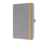 Sigel LS100 Cuaderno de notas, A5, cuadriculado, cubierta rígida - Ideal como diario personal, bullet journal, libro de ideas, cuaderno de escritura - 176 páginas, gris claro/amarillo - Linsescape