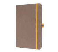 Sigel LS102 Cuaderno de notas, A5, cuadriculado, cubierta rígida - ideal como diario íntimo, bullet journal, libro de ideas o cuaderno de escritura - 176 páginas, marrón/amarillo - Linescape