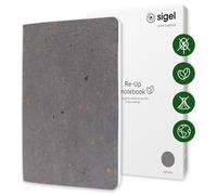 SIGEL RU105 Libreta Re-Up, rayado, 100 g/m², aprox. A5, gris oscuro, tapa blanda, 100 páginas, sostenible