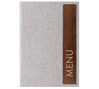 SIGEL SM223 Porta-menú - 1 unidad - incl. 2 fundas transparentes dobles para 8 páginas - encuadernación elástica - A5 - gris claro/marrón