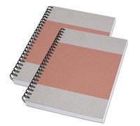 Sigel SN700/2 Cuaderno espiral A5 punteado, tapa blanda, 160 páginas, papel reciclado 80 g/m², FSC, vegano, coral/grey, pack de 2 - Quicknote