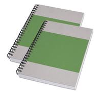 Sigel SN800/2 Cuaderno espiral A5 en blanco, tapa blanda, 160 páginas, papel reciclado 80 g/m², FSC, vegano, green/grey, pack de 2 - Quicknote