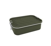 Sigg Caja de almuerzo verde tostado, lonchera de acero inoxidable con borde de silicona a prueba de fugas, lonchera dividida para almuerzo y sobras