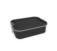 SIGG Fiambrera metálica Gemstone Box Obsidian Negro, caja con tapa hermética para oficina y colegio, acero inoxidable 18/8 de, 1.1 litros, 2 compartimentos, negro, unisex, exterior