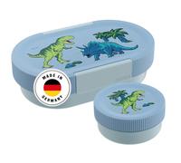 SIGG Lumo Dinosaurs - Fiambrera infantil con lata extra - Fiambrera ligera Dino - 2 en 1 - Sin BPA - Azul - 0,8 L