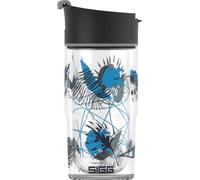 SIGG Nova Mug Leaves Vaso térmico (0.37 L), vaso hermético con aislamiento de doble pared para té o café, taza térmica de cristal para llevar
