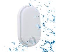Sigmaled lighting - Aplique 10W con SENSOR de movimiento PIR - Impermeable IP54 - Luz Blanca Cálida 3000K - 900 Lumen - Lampara OVALADA resistente al agua - Ideal para uso Exterior o Interior