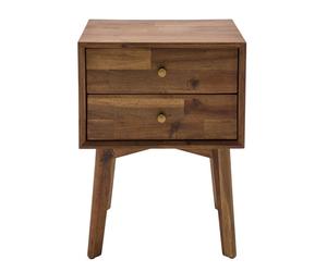 Signature - Mesita de noche con 2 cajones de acacia maciza L45 cm - PAUL