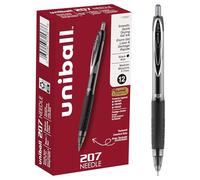 Signo 207 Roller Ball Retractable Gel Pen, Black Ink, Medium, Dozen