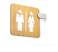 Signs - Letrero saliente de doble cara, en relieve (baño hombres y mujeres, restroom, toilette) Placa de señalización de WC con soporte mural para pasillos y salas (Formal)