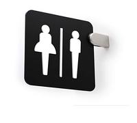 Signs - Letrero saliente de doble cara, en relieve (baño hombres y mujeres, restroom, toilette) Placa de señalización de WC con soporte mural para pasillos y salas (Modern)