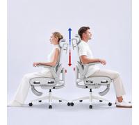 SIHOO B300 Pro Silla de Oficina ergonómica y cómoda con reposapiés, Silla de Ordenador de Malla con reposabrazos 6D abatibles 360°, reclinable hasta 135°- Blanca