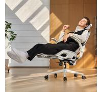 SIHOO Silla de Oficina Ergonómica de Malla B100 Pro - Silla de Ordenador Ajustable con Soporte Lumbar Dinámico 4D,Reposabrazos Abatibles 4D, Inclinación 90-135° con Bloqueo(Blanca con reposapiés)