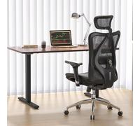 SIHOO Silla de Oficina ergonómica M57 con Soporte Lumbar Ajustable, Silla de Escritorio de Malla con reposabrazos 3D y reposacabezas 2D, Silla Alta Transpirable para Ordenador (Negra)