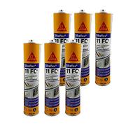 Sika 6 x Sikaflex 11FC+ para pegar y sellar para interior y exterior, 300 ml, color gris hormigón