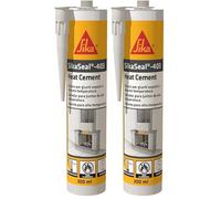 SIKA - Sellador resistente a altas temperaturas de hasta 1250°C - SikaSeal-403 Heat Cement - Negro - Para rejillas cortafuego, tubos de humos, barbacoas y ladrillos de chimenea - 300 ml (Paquete de 2)