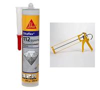 Sikaflex-112 Crystal Clear, Sellador transparente multiuso para la adhesión inmediata en interiores y exteriores, grietas y juntas, 290 ml & Pistola Básica CG - SK11