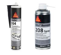 Sika Adhesivo de montaje Sikaflex-554 negro - Ideal para componentes grandes y alta carga dinámica - Resistente al envejecimiento y a la intemperie - 300 ml