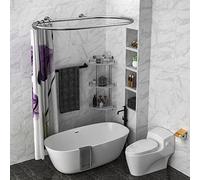 Sikaiqi Al alloy Barra de cortina de ducha ovalada forma cuadrada barra de baño para bañera con patas de garra (plata)
