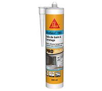 SikaSeal-180 - Masilla de silicona sanitaria para baño y baldosas blancas - Realización de juntas - Especial habitación húmeda - Larga duración - 300 ml