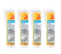 Sikasil Pool, Transparente, Sellador de silicona neutra para juntas en piscinas, Alta resistencia al cloro y antifongicida, 300ml (Paquete de 4)