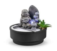 Sikhi Zen'Light - Fuente de Mesa para jardín, diseño de jardín Zen, Estatua de Buda extraíble, luz LED Colorida, decoración de Ambiente Relajante, jardín Zen Arena Blanca, Fuente de Mesa de Circuito