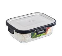 SILBERTHAL Recipiente cristal 1L - Hermético con tapa inox, microondas | Recipiente de vidrio 1 litro hermetico con tapa de acero inoxidable - Acero inoxidable - Apilable