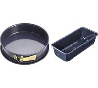 Silecomplaza 1101, molde para pasteles con base desmontable, diámetro 28 cm, esmaltado (color: azul), cantidad: 1 unidad.2367, molde rectangular de 25 cm, robusto, ideal para pan y pasteles jugosos, c