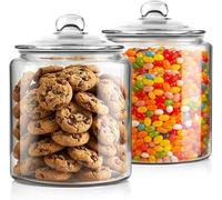 Silecomplaza: 2 recipientes de vidrio para almacenamiento, 3,5 litros, recipiente para galletas ideal para guardar alimentos, recipiente de vidrio grande, recipientes herméticos, tarros de vidrio con