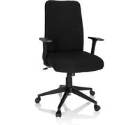Silecomplaza 724581 - Silla de oficina para trabajar en casa, modelo COSIO I, tapizada en tela negra. Silla giratoria, acolchada, con respaldo ergonómico y función de inclinación