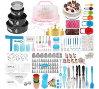 Silecomplaza, accesorios para decoración de pasteles, set de 594 piezas con 3 moldes para pasteles, un soporte para pasteles, un plato giratorio, una manga pastelera con boquillas, moldes para chocola