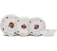 Silecomplaza Antique: Juego de vajilla de 24 piezas para 6 personas, juego de porcelana que incluye plato grande, plato de postre, plato llano, plato hondo y juego de platos para servir, en color blan
