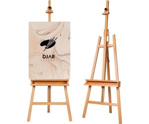 Silecomplaza, caballete tipo A, para estudio, caballete de suelo ajustable de madera de haya con estante, para adultos y estudiantes, soporta lienzos de hasta 124 cm, color natural
