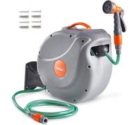 Silecomplaza, carrete para manguera de 30 metros, montable en pared, con función de enrollado automático, sistema de bloqueo automático, caja para manguera giratoria de 180°, enrollador de manguera. I