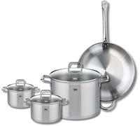 Silecomplaza ELO 9500650, juego de utensilios de cocina, 4 piezas: 1 sartén de 32 cm y 3 ollas de 14, 16 y 26 cm. Marca Elo Profi, color Citrin, acero inoxidable, apto para inducción