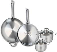 Silecomplaza ELO 9882350, juego de utensilios de cocina, 4 piezas: 2 sartenes (28 y 32 cm) y 2 ollas (14 y 16 cm), Elo Profi, acero inoxidable, apto para inducción
