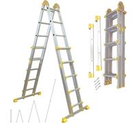 Silecomplaza, escalera multiusos, de 4 tramos, escalera de aluminio de 4,6 m, plegable, escalera telescópica, escalera de aplicación y escalera de caballete, con capacidad de hasta 150 kg, superficie