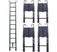 Silecomplaza, escalera telescópica de 3,2 metros, extensible, de aluminio, plegable, ideal para trabajos en el hogar, con 2 ganchos desmontables, color , cumple con la norma EN131, capacidad de carga 