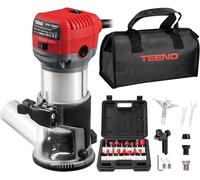 Silecomplaza, fresadora de sobremesa, 800W, 13000–33000 RPM, con conexión para aspiración de polvo. Fresadora eléctrica para bordes, con 15 fresas de 1/4", 6 velocidades variables, mandril de 6 mm, 6.