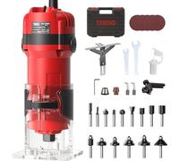 Silecomplaza, fresadora de sobremesa, 800W, 15000-32000 RPM, fresadora eléctrica de bordes con 32 accesorios, 15 fresas de 1/4", mandril de sujeción de 6 mm, 6.35 mm, 6 velocidades, caja de plástico, 