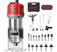 Silecomplaza, fresadora de sobremesa, 800W, 15000-32000 RPM, fresadora eléctrica de bordes con 32 accesorios, 15 fresas de 1/4", 6 velocidades, mandril de sujeción de 6 mm y 6.35 mm, caja de plástico