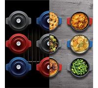 Silecomplaza – Juego de 2 mini-cacerolas de hierro fundido, color azul, diámetro 10 cm, con tapa. Cacerolas de hierro fundido para inducción, capacidad de 0,3 litros, 5 cm de altura. Resistentes, apta