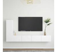Silecomplaza, juego de 3 piezas para mueble de TV. Mueble de salón, mueble para el salón, armario para el salón, panel para el salón, mueble modular, color blanco, material: tablero de partículas
